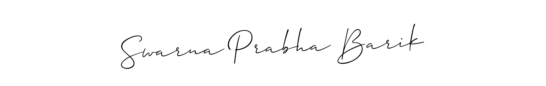 You should practise on your own different ways (Allison_Script) to write your name (Swarna Prabha Barik) in signature. don't let someone else do it for you. Swarna Prabha Barik signature style 2 images and pictures png