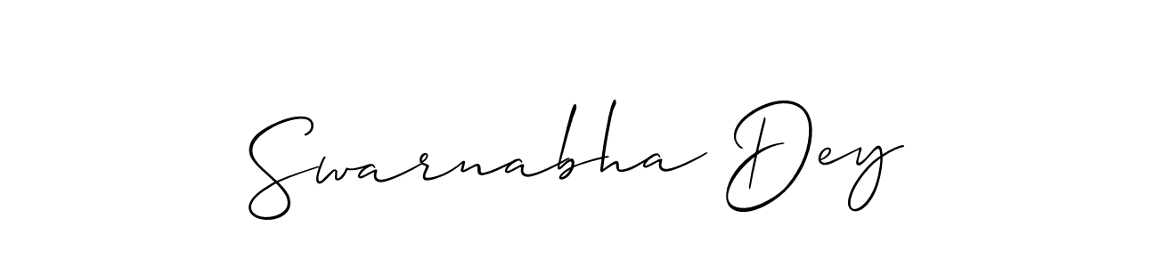 The best way (Allison_Script) to make a short signature is to pick only two or three words in your name. The name Swarnabha Dey include a total of six letters. For converting this name. Swarnabha Dey signature style 2 images and pictures png