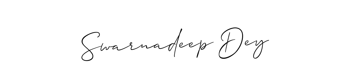 Use a signature maker to create a handwritten signature online. With this signature software, you can design (Allison_Script) your own signature for name Swarnadeep Dey. Swarnadeep Dey signature style 2 images and pictures png