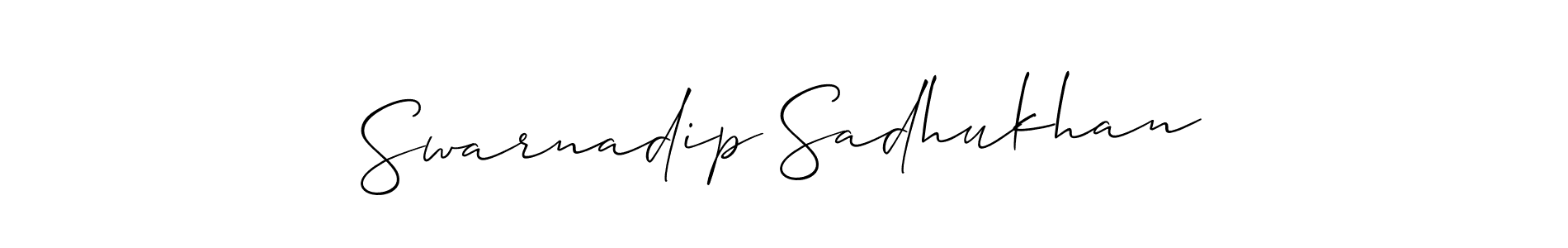 How to make Swarnadip Sadhukhan name signature. Use Allison_Script style for creating short signs online. This is the latest handwritten sign. Swarnadip Sadhukhan signature style 2 images and pictures png