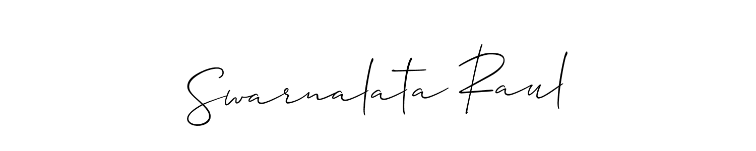 How to make Swarnalata Raul name signature. Use Allison_Script style for creating short signs online. This is the latest handwritten sign. Swarnalata Raul signature style 2 images and pictures png