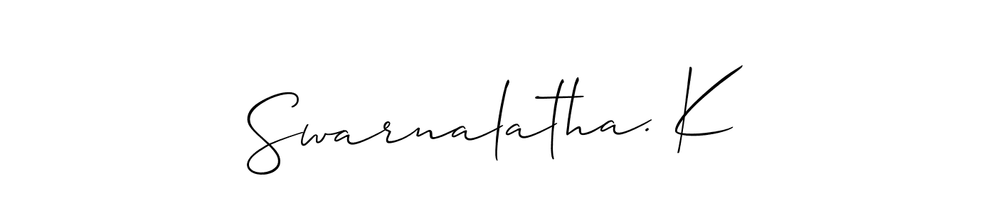 Use a signature maker to create a handwritten signature online. With this signature software, you can design (Allison_Script) your own signature for name Swarnalatha. K. Swarnalatha. K signature style 2 images and pictures png