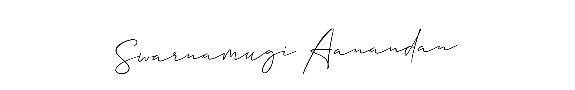 The best way (Allison_Script) to make a short signature is to pick only two or three words in your name. The name Swarnamugi Aanandan include a total of six letters. For converting this name. Swarnamugi Aanandan signature style 2 images and pictures png