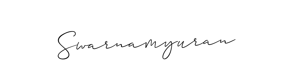 This is the best signature style for the Swarnamyuran name. Also you like these signature font (Allison_Script). Mix name signature. Swarnamyuran signature style 2 images and pictures png