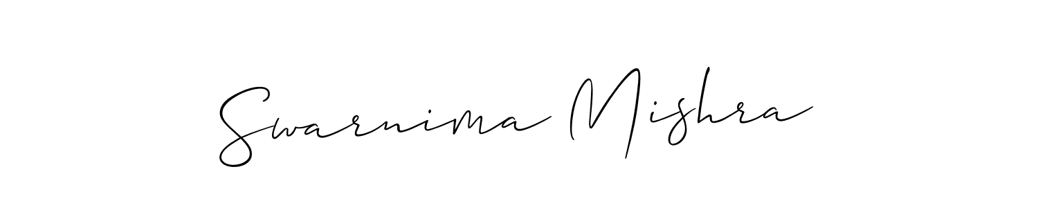 Create a beautiful signature design for name Swarnima Mishra. With this signature (Allison_Script) fonts, you can make a handwritten signature for free. Swarnima Mishra signature style 2 images and pictures png