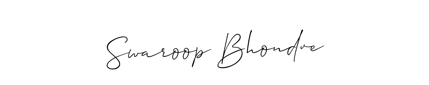 It looks lik you need a new signature style for name Swaroop Bhondve. Design unique handwritten (Allison_Script) signature with our free signature maker in just a few clicks. Swaroop Bhondve signature style 2 images and pictures png