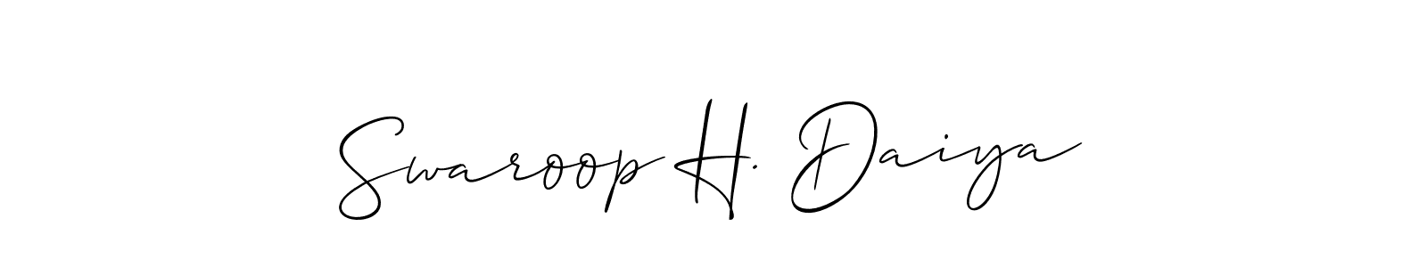 Similarly Allison_Script is the best handwritten signature design. Signature creator online .You can use it as an online autograph creator for name Swaroop H. Daiya. Swaroop H. Daiya signature style 2 images and pictures png