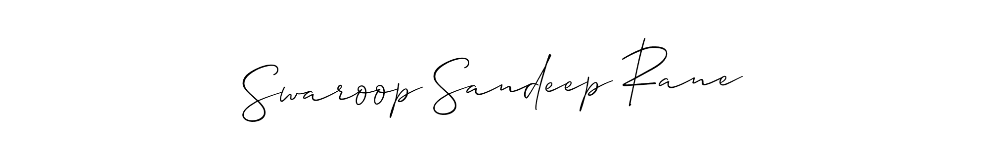 How to make Swaroop Sandeep Rane name signature. Use Allison_Script style for creating short signs online. This is the latest handwritten sign. Swaroop Sandeep Rane signature style 2 images and pictures png