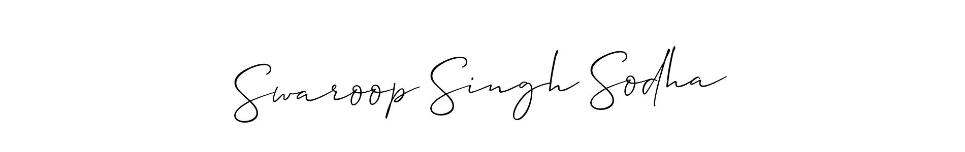 The best way (Allison_Script) to make a short signature is to pick only two or three words in your name. The name Swaroop Singh Sodha include a total of six letters. For converting this name. Swaroop Singh Sodha signature style 2 images and pictures png