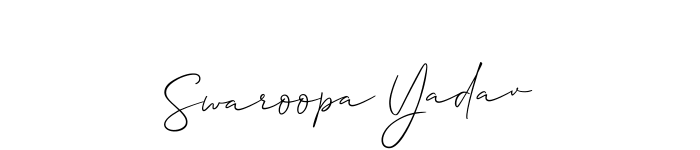 It looks lik you need a new signature style for name Swaroopa Yadav. Design unique handwritten (Allison_Script) signature with our free signature maker in just a few clicks. Swaroopa Yadav signature style 2 images and pictures png