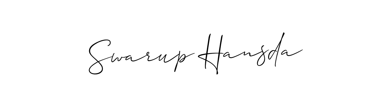 The best way (Allison_Script) to make a short signature is to pick only two or three words in your name. The name Swarup Hansda include a total of six letters. For converting this name. Swarup Hansda signature style 2 images and pictures png
