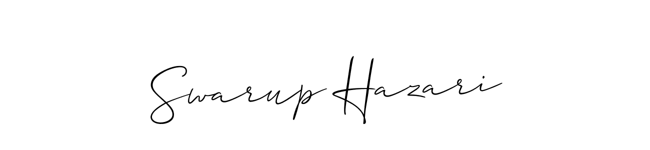 Use a signature maker to create a handwritten signature online. With this signature software, you can design (Allison_Script) your own signature for name Swarup Hazari. Swarup Hazari signature style 2 images and pictures png