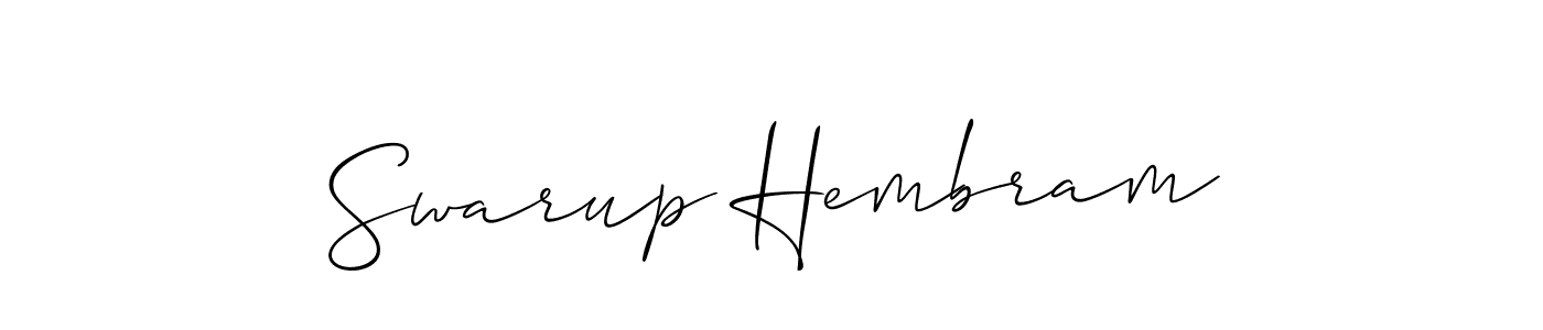 The best way (Allison_Script) to make a short signature is to pick only two or three words in your name. The name Swarup Hembram include a total of six letters. For converting this name. Swarup Hembram signature style 2 images and pictures png