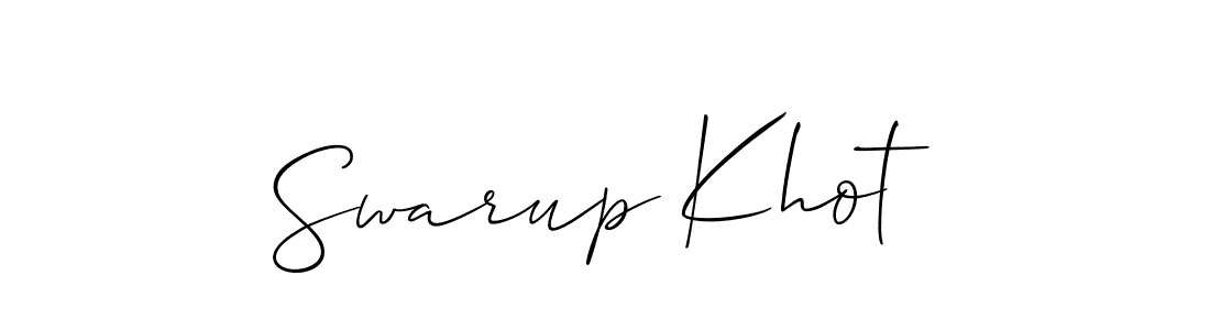 Allison_Script is a professional signature style that is perfect for those who want to add a touch of class to their signature. It is also a great choice for those who want to make their signature more unique. Get Swarup Khot name to fancy signature for free. Swarup Khot signature style 2 images and pictures png