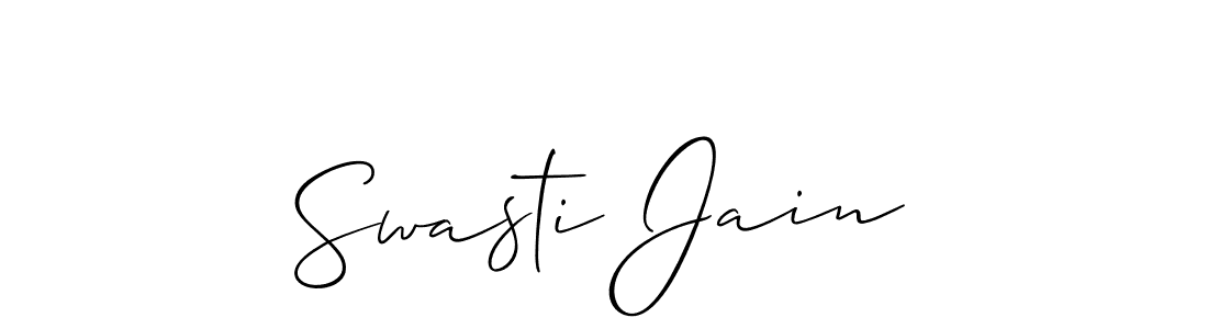 Make a beautiful signature design for name Swasti Jain. With this signature (Allison_Script) style, you can create a handwritten signature for free. Swasti Jain signature style 2 images and pictures png