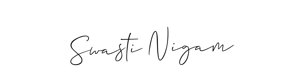 Also we have Swasti Nigam name is the best signature style. Create professional handwritten signature collection using Allison_Script autograph style. Swasti Nigam signature style 2 images and pictures png