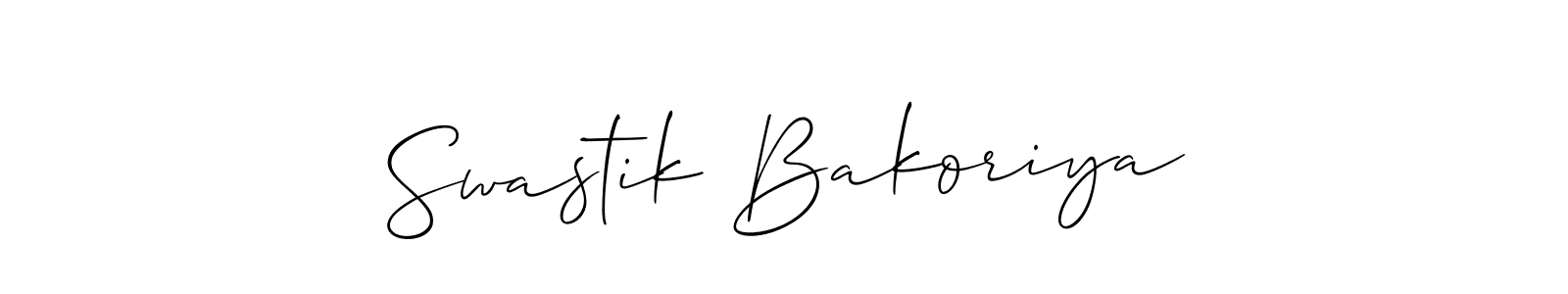 Make a beautiful signature design for name Swastik Bakoriya. With this signature (Allison_Script) style, you can create a handwritten signature for free. Swastik Bakoriya signature style 2 images and pictures png
