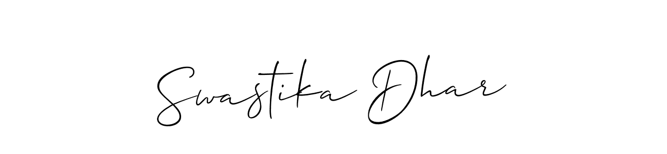 Create a beautiful signature design for name Swastika Dhar. With this signature (Allison_Script) fonts, you can make a handwritten signature for free. Swastika Dhar signature style 2 images and pictures png
