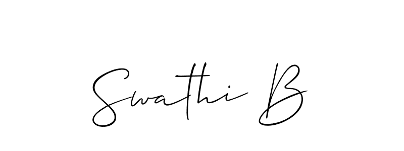 if you are searching for the best signature style for your name Swathi B. so please give up your signature search. here we have designed multiple signature styles  using Allison_Script. Swathi B signature style 2 images and pictures png