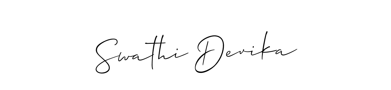 You should practise on your own different ways (Allison_Script) to write your name (Swathi Devika) in signature. don't let someone else do it for you. Swathi Devika signature style 2 images and pictures png