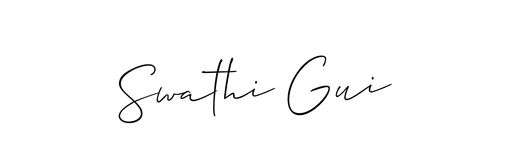 The best way (Allison_Script) to make a short signature is to pick only two or three words in your name. The name Swathi Gui include a total of six letters. For converting this name. Swathi Gui signature style 2 images and pictures png