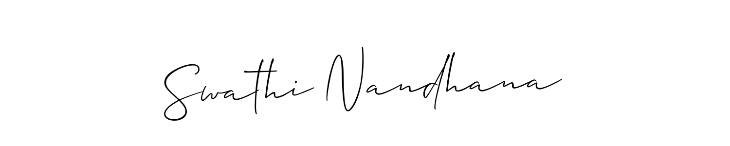 Make a beautiful signature design for name Swathi Nandhana. With this signature (Allison_Script) style, you can create a handwritten signature for free. Swathi Nandhana signature style 2 images and pictures png