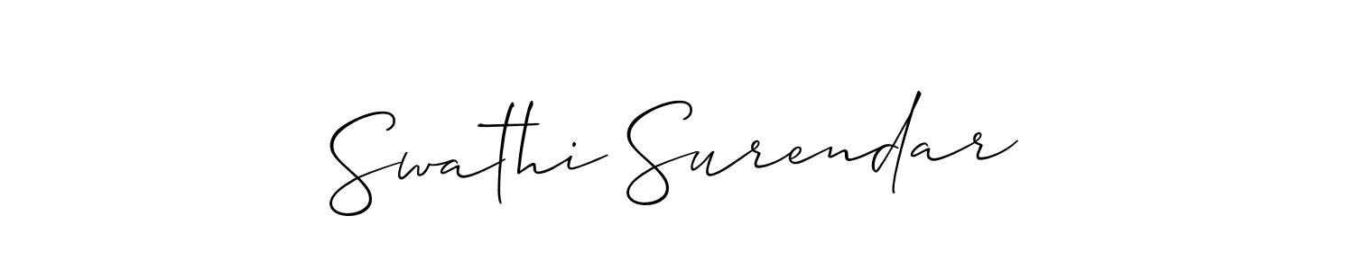 How to make Swathi Surendar name signature. Use Allison_Script style for creating short signs online. This is the latest handwritten sign. Swathi Surendar signature style 2 images and pictures png