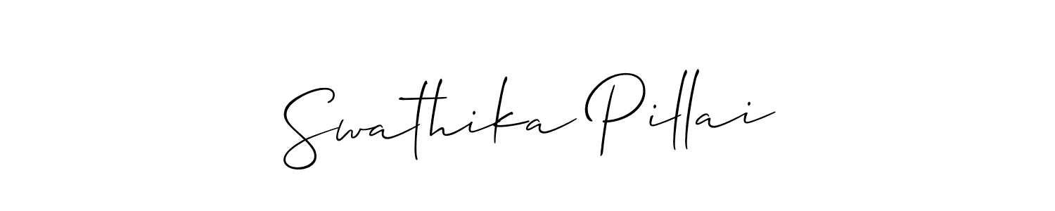 You should practise on your own different ways (Allison_Script) to write your name (Swathika Pillai) in signature. don't let someone else do it for you. Swathika Pillai signature style 2 images and pictures png