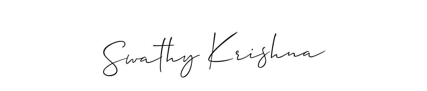 Similarly Allison_Script is the best handwritten signature design. Signature creator online .You can use it as an online autograph creator for name Swathy Krishna. Swathy Krishna signature style 2 images and pictures png