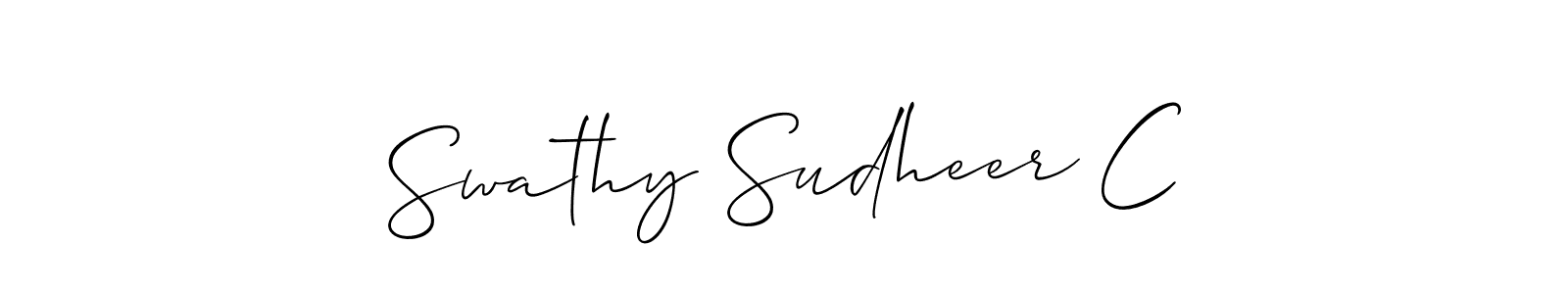 Use a signature maker to create a handwritten signature online. With this signature software, you can design (Allison_Script) your own signature for name Swathy Sudheer C. Swathy Sudheer C signature style 2 images and pictures png