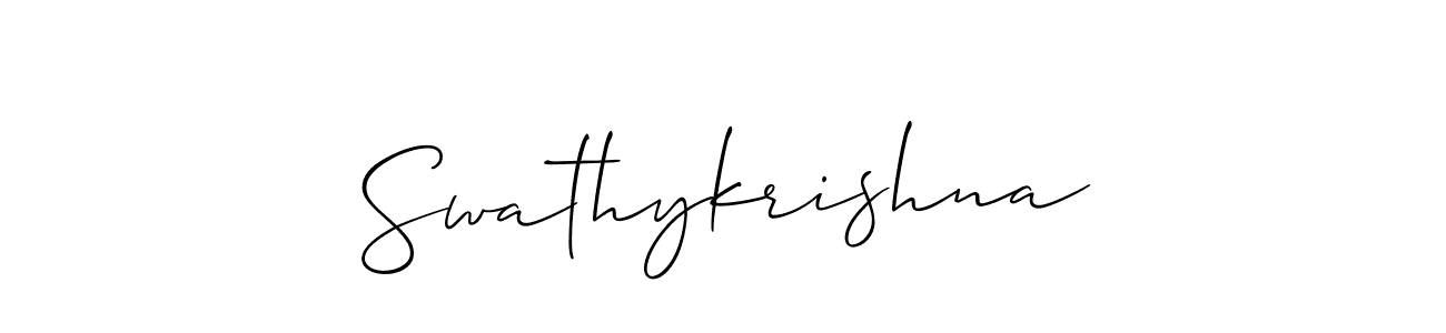 Also we have Swathykrishna name is the best signature style. Create professional handwritten signature collection using Allison_Script autograph style. Swathykrishna signature style 2 images and pictures png