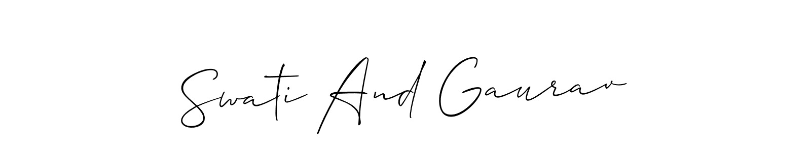 Allison_Script is a professional signature style that is perfect for those who want to add a touch of class to their signature. It is also a great choice for those who want to make their signature more unique. Get Swati And Gaurav name to fancy signature for free. Swati And Gaurav signature style 2 images and pictures png