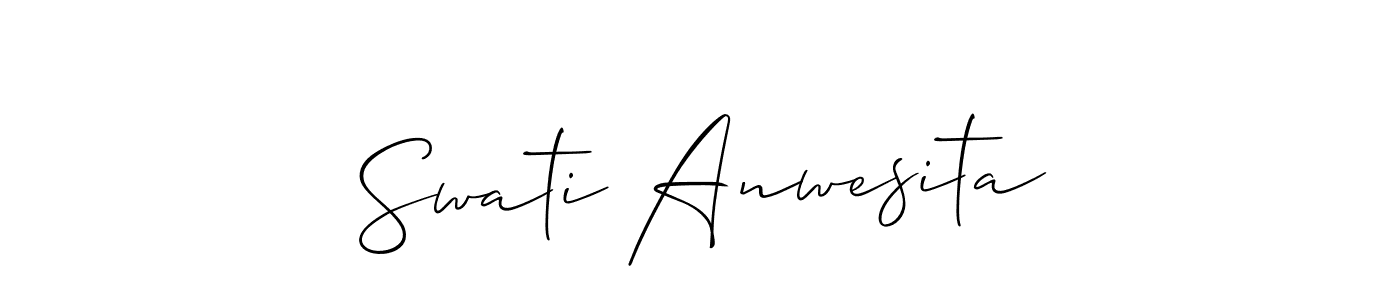 The best way (Allison_Script) to make a short signature is to pick only two or three words in your name. The name Swati Anwesita include a total of six letters. For converting this name. Swati Anwesita signature style 2 images and pictures png