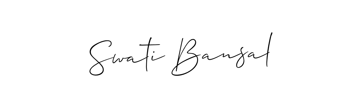 You should practise on your own different ways (Allison_Script) to write your name (Swati Bansal) in signature. don't let someone else do it for you. Swati Bansal signature style 2 images and pictures png