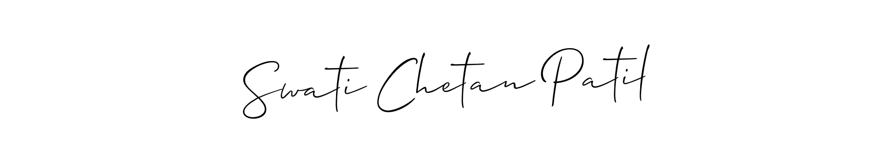 The best way (Allison_Script) to make a short signature is to pick only two or three words in your name. The name Swati Chetan Patil include a total of six letters. For converting this name. Swati Chetan Patil signature style 2 images and pictures png