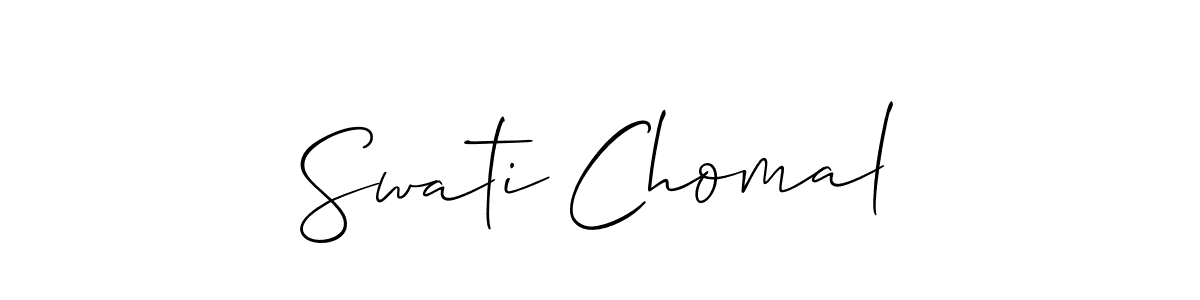 The best way (Allison_Script) to make a short signature is to pick only two or three words in your name. The name Swati Chomal include a total of six letters. For converting this name. Swati Chomal signature style 2 images and pictures png