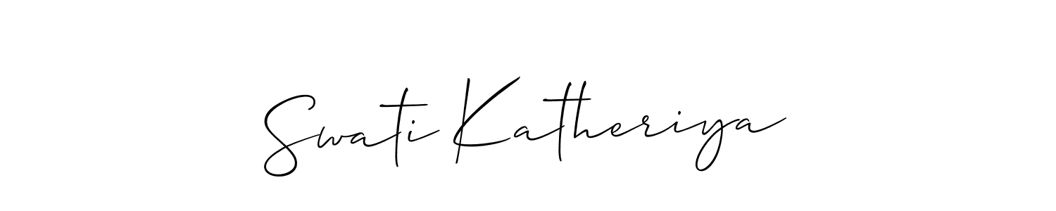 The best way (Allison_Script) to make a short signature is to pick only two or three words in your name. The name Swati Katheriya include a total of six letters. For converting this name. Swati Katheriya signature style 2 images and pictures png