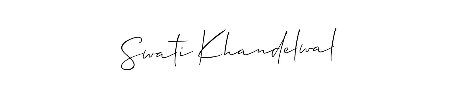 Also we have Swati Khandelwal name is the best signature style. Create professional handwritten signature collection using Allison_Script autograph style. Swati Khandelwal signature style 2 images and pictures png
