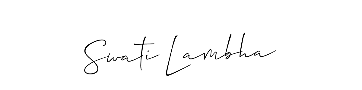 The best way (Allison_Script) to make a short signature is to pick only two or three words in your name. The name Swati Lambha include a total of six letters. For converting this name. Swati Lambha signature style 2 images and pictures png