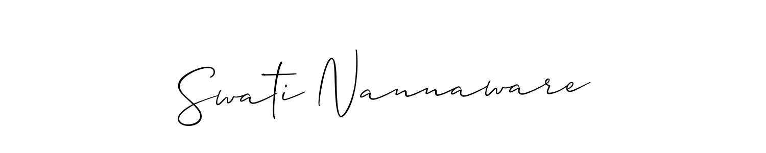 Create a beautiful signature design for name Swati Nannaware. With this signature (Allison_Script) fonts, you can make a handwritten signature for free. Swati Nannaware signature style 2 images and pictures png