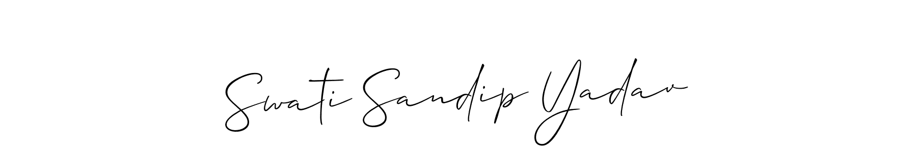 Also You can easily find your signature by using the search form. We will create Swati Sandip Yadav name handwritten signature images for you free of cost using Allison_Script sign style. Swati Sandip Yadav signature style 2 images and pictures png