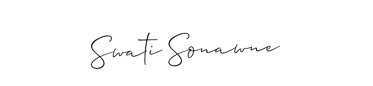 Allison_Script is a professional signature style that is perfect for those who want to add a touch of class to their signature. It is also a great choice for those who want to make their signature more unique. Get Swati Sonawne name to fancy signature for free. Swati Sonawne signature style 2 images and pictures png