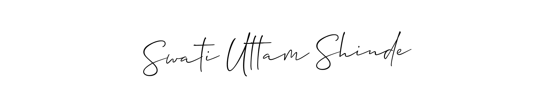 Allison_Script is a professional signature style that is perfect for those who want to add a touch of class to their signature. It is also a great choice for those who want to make their signature more unique. Get Swati Uttam Shinde name to fancy signature for free. Swati Uttam Shinde signature style 2 images and pictures png