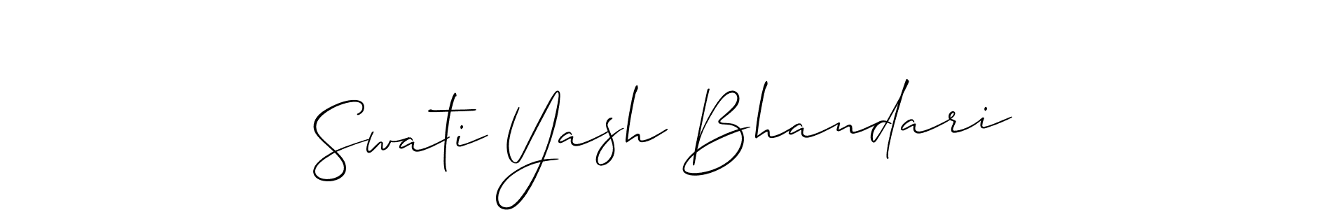 How to make Swati Yash Bhandari name signature. Use Allison_Script style for creating short signs online. This is the latest handwritten sign. Swati Yash Bhandari signature style 2 images and pictures png