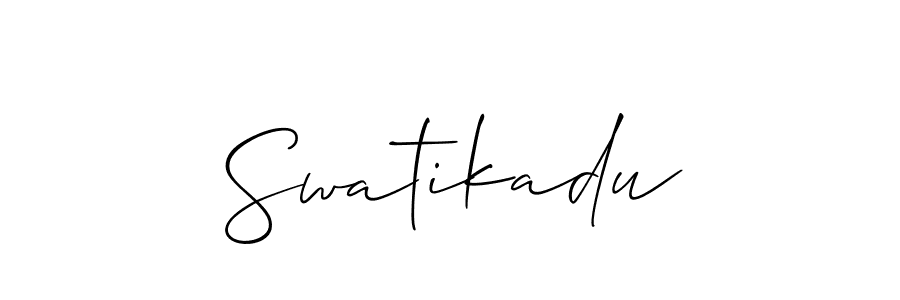 The best way (Allison_Script) to make a short signature is to pick only two or three words in your name. The name Swatikadu include a total of six letters. For converting this name. Swatikadu signature style 2 images and pictures png
