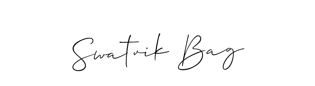Similarly Allison_Script is the best handwritten signature design. Signature creator online .You can use it as an online autograph creator for name Swatvik Bag. Swatvik Bag signature style 2 images and pictures png