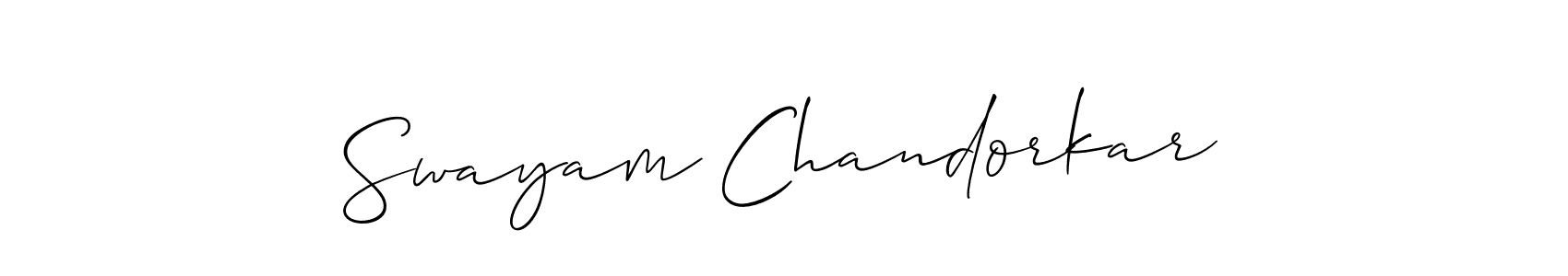 Use a signature maker to create a handwritten signature online. With this signature software, you can design (Allison_Script) your own signature for name Swayam Chandorkar. Swayam Chandorkar signature style 2 images and pictures png