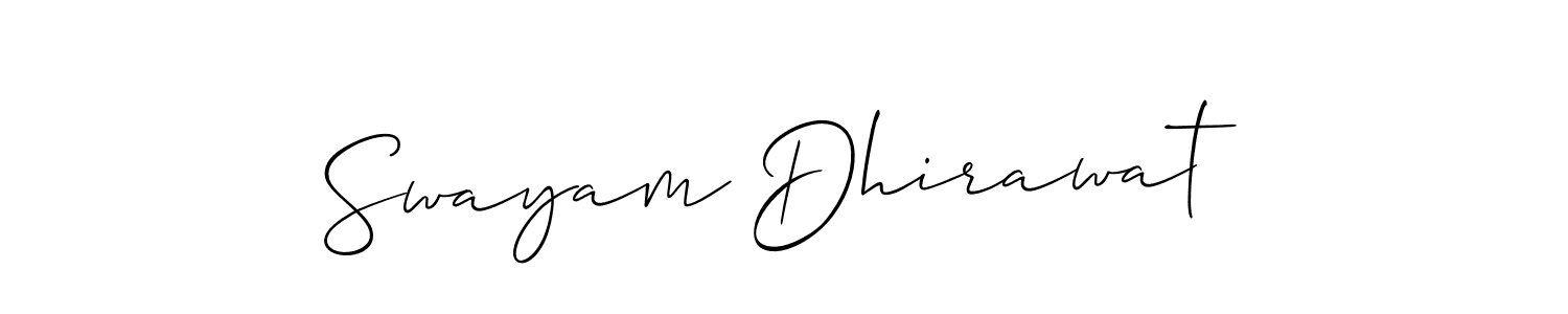 How to Draw Swayam Dhirawat signature style? Allison_Script is a latest design signature styles for name Swayam Dhirawat. Swayam Dhirawat signature style 2 images and pictures png