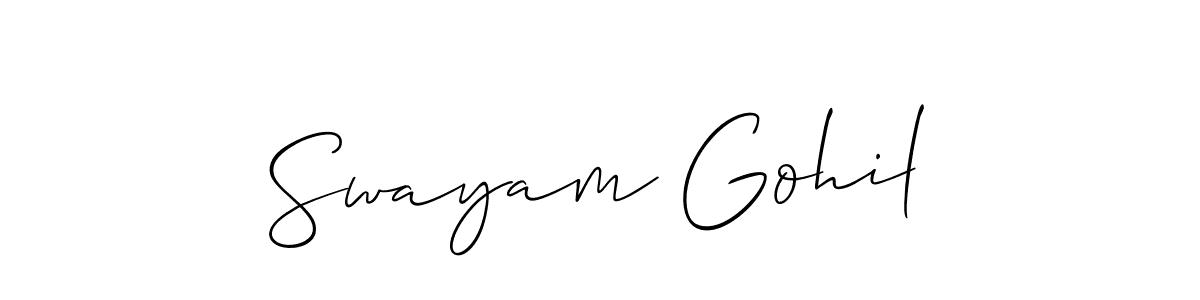 How to make Swayam Gohil signature? Allison_Script is a professional autograph style. Create handwritten signature for Swayam Gohil name. Swayam Gohil signature style 2 images and pictures png