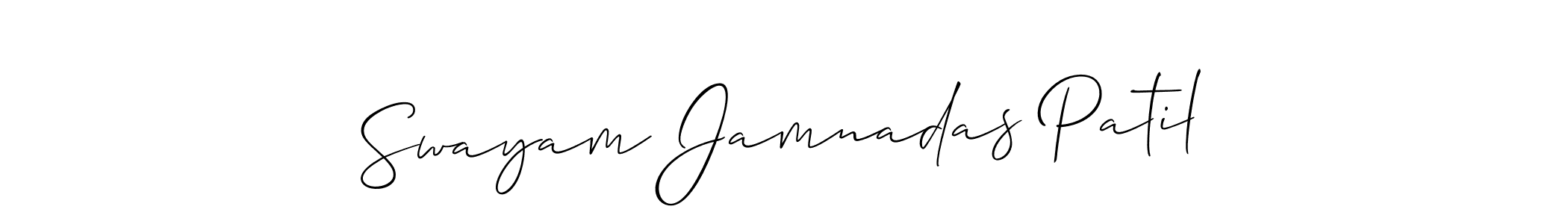 Also You can easily find your signature by using the search form. We will create Swayam Jamnadas Patil name handwritten signature images for you free of cost using Allison_Script sign style. Swayam Jamnadas Patil signature style 2 images and pictures png